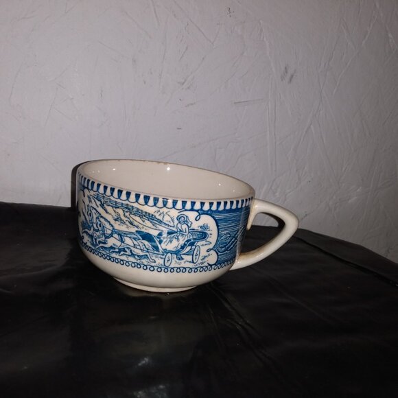 vintage Currier & Ives Royal China flat cup in the blue and white "Star of the R - Picture 3 of 6